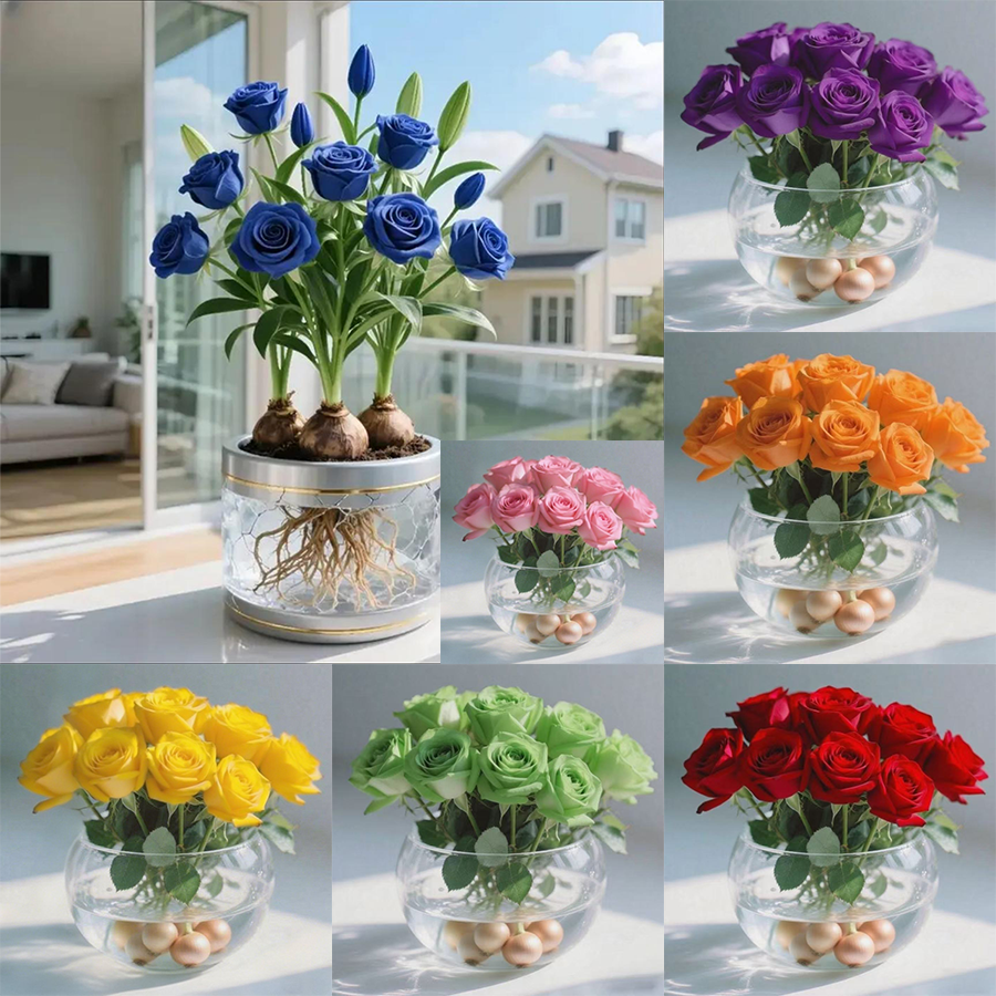 Луковицы махровых роз, выращенные гидропонным методом